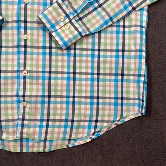 Peter Millar Crown Ease Mens L Long-Sleeve Plaid Button-Down Shirt 100% Cotton - Picture 7 of 12